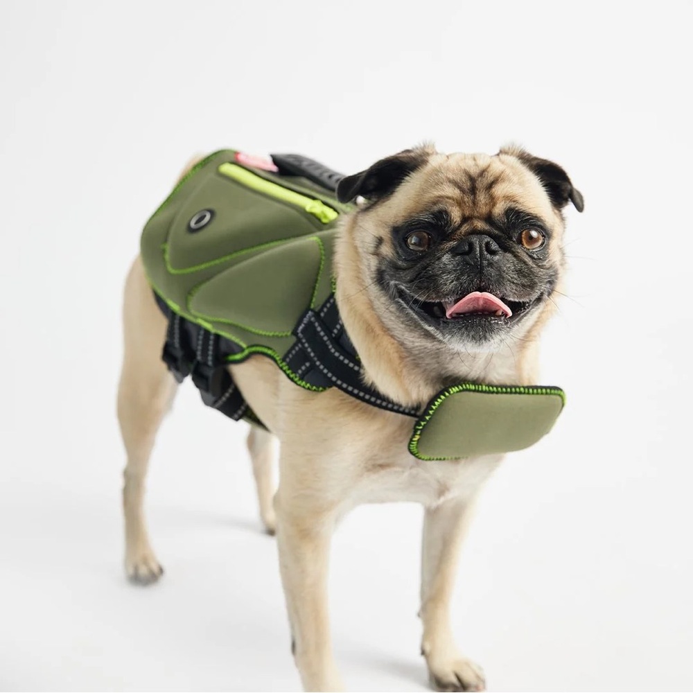 NWT Silver paw Khaki Neoprene Dog Life Jacket Safe & Stylish Buoyancy Vest